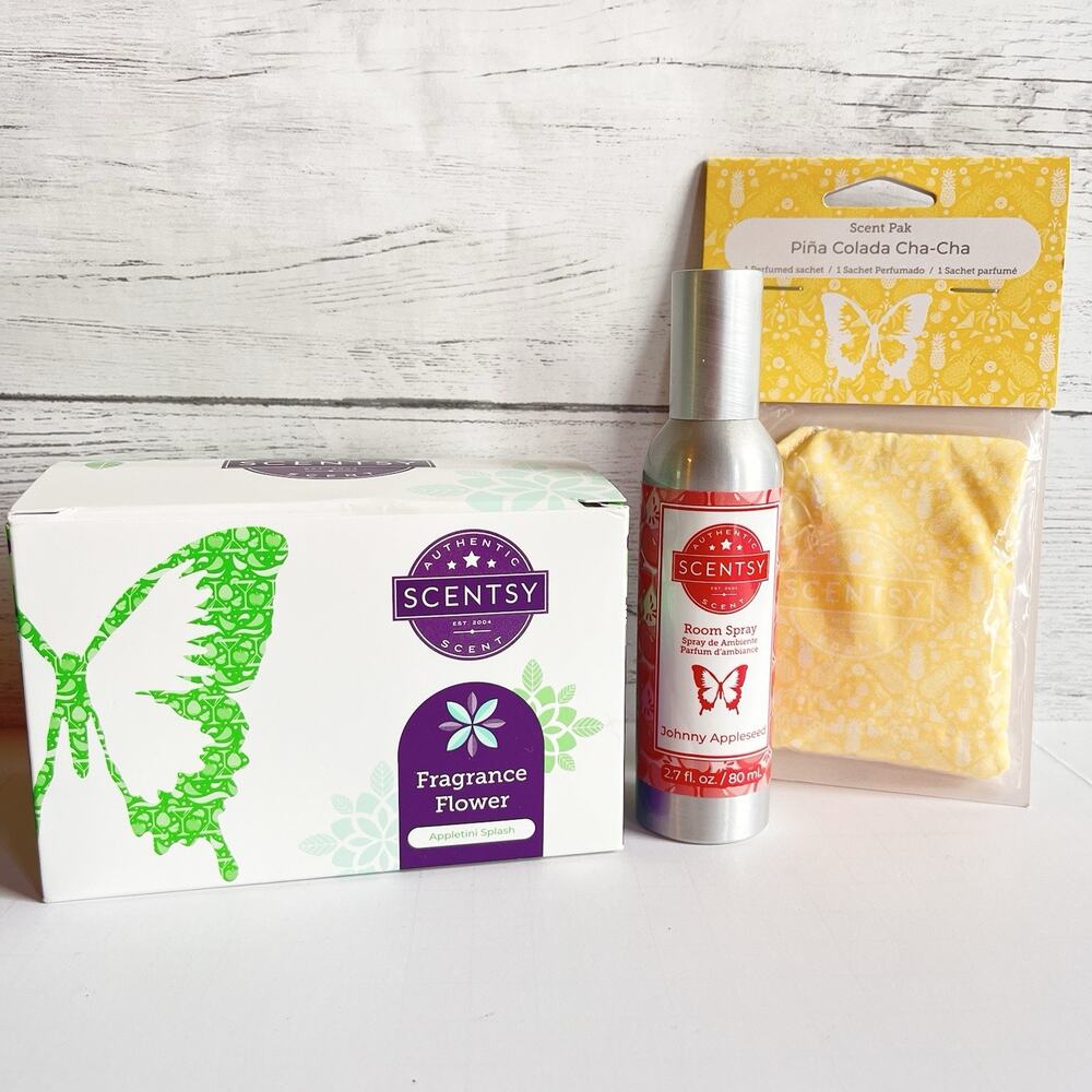 Bundle Of Scentsy Fragrance Flower, Room Spray, And Scent Pak
